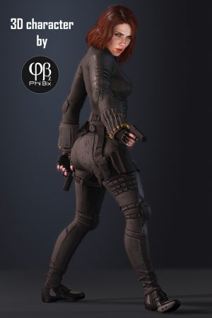Personnage femme 3D riggé avec vêtements et accessoires
